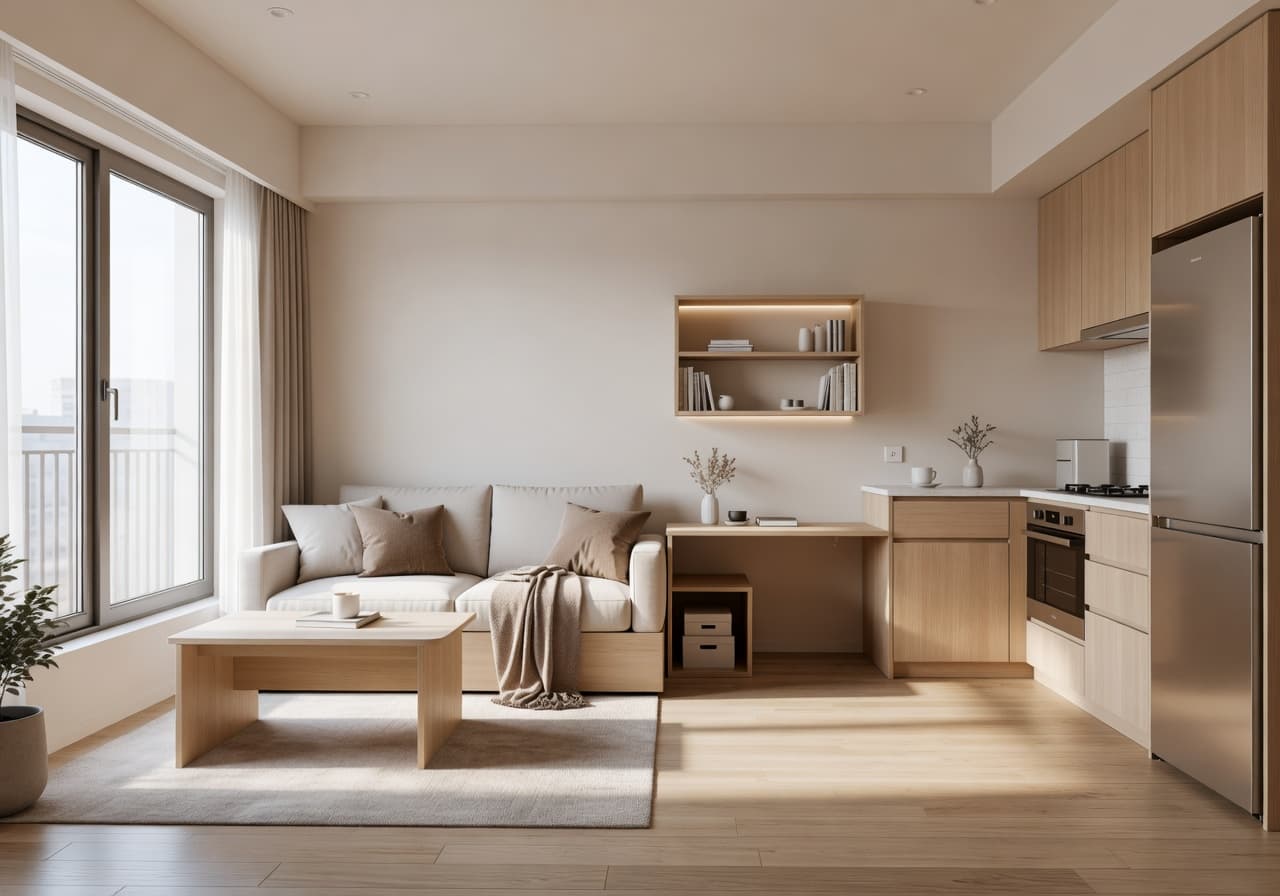 Kleine Wohnung mit KI gestalten – kompakter Wohnbereich mit DecorAI